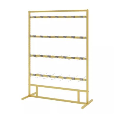Clothes Rail Garment Rack Retail Display Rack, 4 Levels Iron Slipper Display Stand, Adjustable Sock Storage Rack, Multifunctional Ornament Display Stand For Clothing Shops ( Color : Gold , Size : 150x