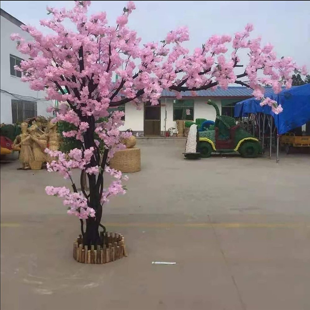 LPLYAA Indoor Outdoor Simulation Plant Pink Artificial Cherry/Peach Blossom Tree, Fake Silk Flower Decoration, Wedding Event Party Restaurant Mall Decor (Size : 1.2x1m/3.9x3.2ft)