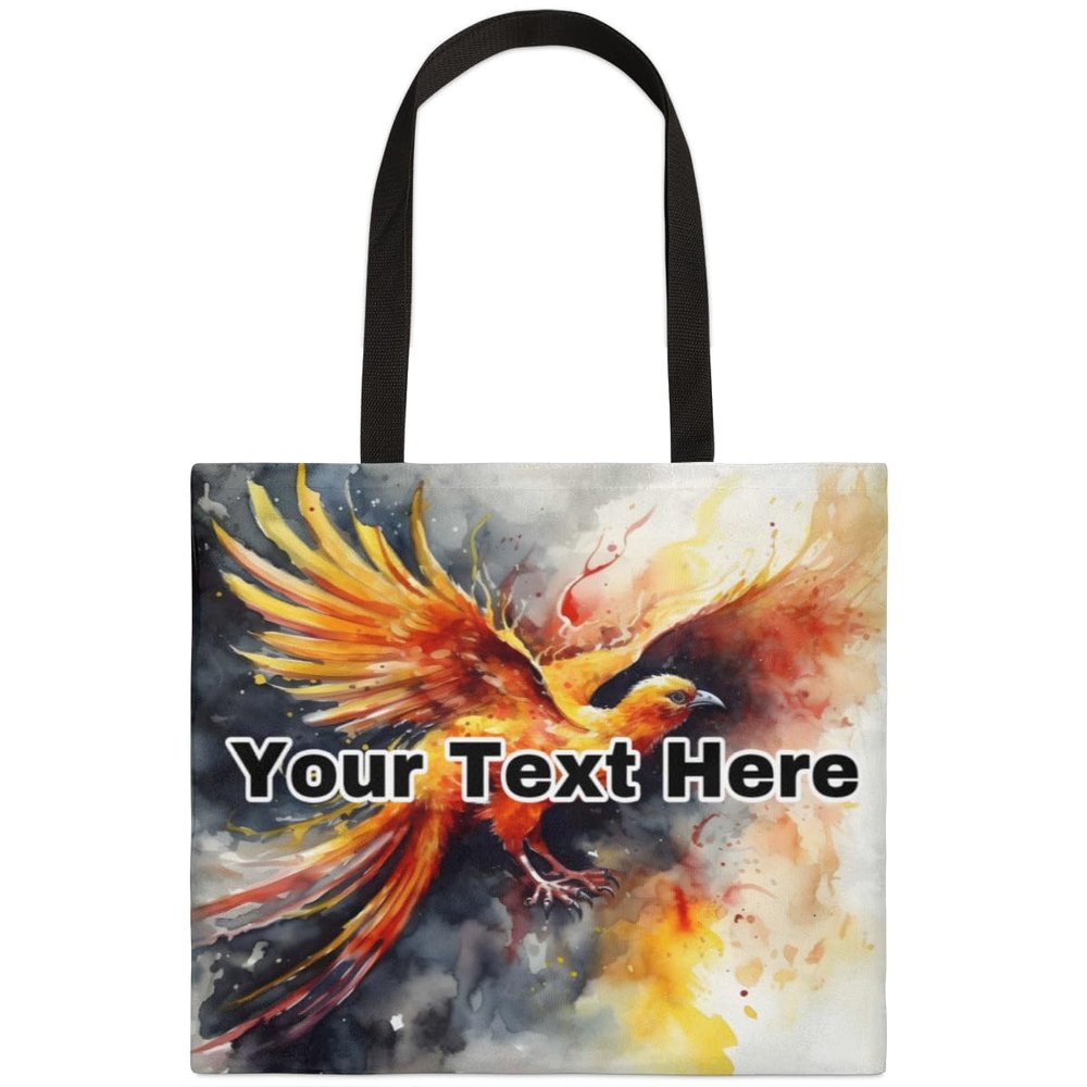 Herdesigns Fire Phoenix Personalized Monogram Canvas Tote Bag with Name Custom Shoulder Bag Reusable Initials Handbag for Wedding Teacher Shower Birthday Gifts Bag