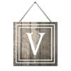 Wood Sign Square with White Initial Letter V Home Farmhouse Wall Decor Personalized Wooden Plaque for Front Door Kitchen Porch 10x10 Inch view 1