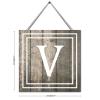 Wood Sign Square with White Initial Letter V Home Farmhouse Wall Decor Personalized Wooden Plaque for Front Door Kitchen Porch 10x10 Inch view 2