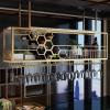 Ceiling Wine Rack - Hanging Floating Shelves, Gold Plant Stand Wine Bottle Rack, Bar Storage Shelves with Glass Holder, Display Rack for Home / Dining / Room / Kitchen, Easy to install ( Size : 90*30* view 1