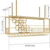 Ceiling Wine Rack - Hanging Floating Shelves, Gold Plant Stand Wine Bottle Rack, Bar Storage Shelves with Glass Holder, Display Rack for Home / Dining / Room / Kitchen, Easy to install ( Size : 90*30* view 2