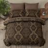WONGS BEDDING Damask Comforter Set Queen Size, Coffee Gold Texture Design 7 Pcs Bed in a Bag Microfiber Comforter Bedding Sets -1 Comforter, 1 Flat Sheet, 1 Fitted Sheet, 2 Pillow Shams, 2 Pillowcases view 3