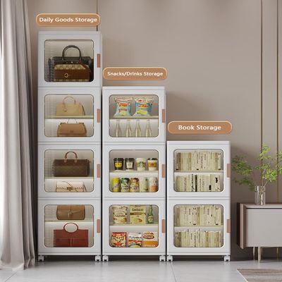HomeLoft Basics Foldable Storage Cabinet Shoe Cabinet Living Room Multi-Layer Plastic Storage Cabinet Household Snacks Toys Organizing Box Storage Cabinet (2 tiers)