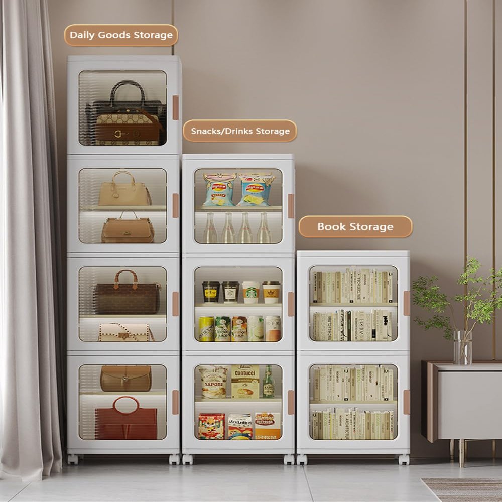 HomeLoft Basics Foldable Storage Cabinet Shoe Cabinet Living Room Multi-Layer Plastic Storage Cabinet Household Snacks Toys Organizing Box Storage Cabinet (2 tiers)