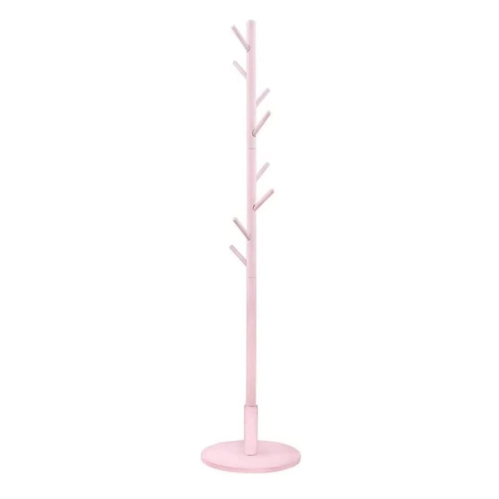 Entryway Coat Tree Free Standing Coat Rack with Hanger Hooks Coat Tree in Entryway Adjustable Size Industrial Coat Rack (Color : Pink, Size : 175 * 38cm)