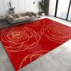 ERAYNA Golden Rose Floral Pattern Area Rugs, Golden Line Rose Flower Indoor Non-Slip Kids Rug, Upholstery Rug with Non-Slip Backing for Kids Boys Girls Bedroom Living Room Dining Room Study 3ftx5ft view 1