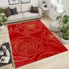 ERAYNA Golden Rose Floral Pattern Area Rugs, Golden Line Rose Flower Indoor Non-Slip Kids Rug, Upholstery Rug with Non-Slip Backing for Kids Boys Girls Bedroom Living Room Dining Room Study 3ftx5ft view 3