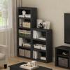 Furinno Rail Book Shelf, 3-Tier Bookshelf with Open Shelf, Bookcase with Classic Style Edges, 10 x 24.6 x 39, for Organization and Storage, for Living Room, Bedroom, Home Office, Blackwood view 2