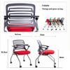 2 Pcs Folding Chair with Casters, Portable Conference Training Chair, Movable Simple Office Folding Chair, Right Hand Bracket Upholstered Seat (Red 2 pcs) view 3
