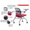 2 Pcs Folding Chair with Casters, Portable Conference Training Chair, Movable Simple Office Folding Chair, Right Hand Bracket Upholstered Seat (Red 2 pcs) view 4