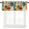 Anzona Curtain Valance 42" x 12", Blue Yellow Geometric Window Valances Rod Pocket Curtains Drapes, Vintage Oil Painting Abstract Art Short Topper Curtain for Kitchen Cafe Living Room, 1 Panel view 1