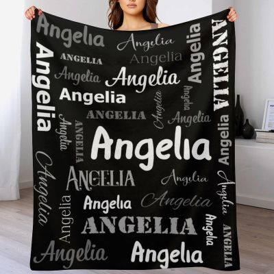 YUEISOA Personalized Name Blankets Custom Blanket with Name,Customized Name Blanket for Kids,Adults for Christmas Blanket Gifts Black 50""x40"", zll_CJ59_0305_Black_102x127cm