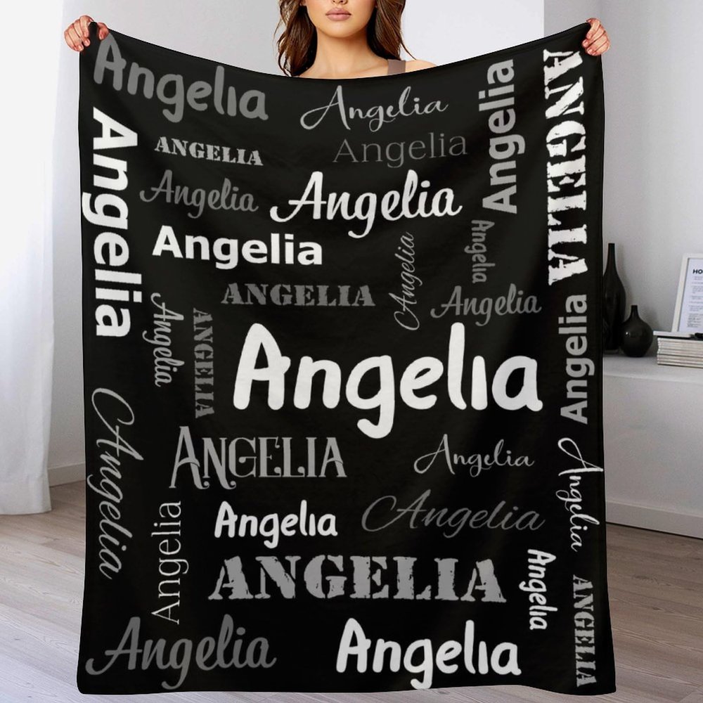 YUEISOA Personalized Name Blankets Custom Blanket with Name,Customized Name Blanket for Kids,Adults for Christmas Blanket Gifts Black 50""x40"", zll_CJ59_0305_Black_102x127cm