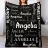 YUEISOA Personalized Name Blankets Custom Blanket with Name,Customized Name Blanket for Kids,Adults for Christmas Blanket Gifts Black 50""x40"", zll_CJ59_0305_Black_102x127cm view 1