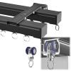 Curtain Conjoined Double Track Aluminum Curtain Rod Ceiling Rails Set, Ceiling Or Wall Mount Curtain Track System Comes with Roller Hooks, Installation Hardware, and End Cap, Privacy Room Divider Rod view 1