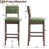 26.5'' Tall Green Bar Stools Set of 4 Modern Counter Height Barstools with Backs Velvet Upholstered Bar Height Chairs Kitchen Island Stools with Wood Frame Farmhouse Wooden Barstool for Kitchen Island view 2
