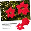 Cabilock 10 Pcs Simulated Poinsettia Flowers Red Plastic Flower Heads for Christmas Decor Artificial Floral Arrangement for Holiday Decoration view 4