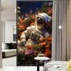 Dunmat Modern Astronaut Window Privacy Film Colourful Garden View Nature Stained Glass Window Film Sun Blocking Heat Control Decorative Window Covering Film for Home Office 23.6Wx35.4L inch view 4