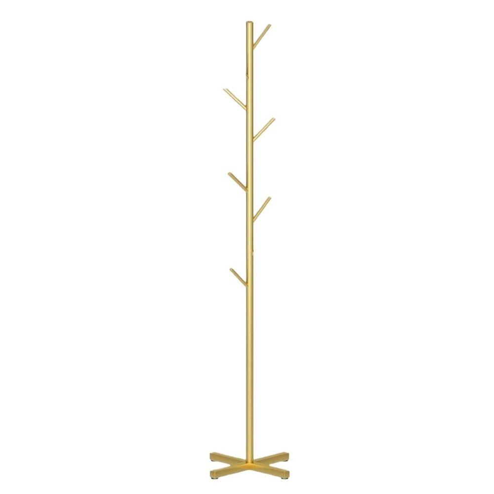 KYUSAR Coat Stand Coat Rack Coat Shelf Metal Coat Rack Freestanding Coat Tree with Metal Cross Base Coat Stand for Bedroom Coat Holder (Color : Gold, Size : 170 * 43CM)