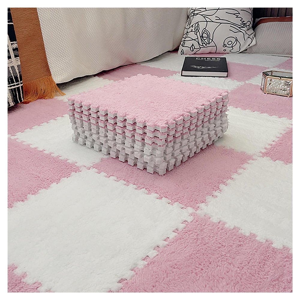 10 Pcs Sensory Mats Sensory Floor Tiles Funnyfuzzy Interlocking Puzzle Floor Mats Carpet Dog Blanket Soft Pet Bed Cover DIY Cuttable Non-Slip Thick Rug for Home Bedroom and Living Room 11.8X11.8X0.4in