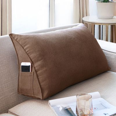 APLUSH Sofa Wedge Reading Pillow Back Support Cushion Throw Cushions, for Couch Bed Triangular Bedrest Corner Lumbar Neck Back Support Pillows with Removable Cover,I,120 * 35 * 20cm