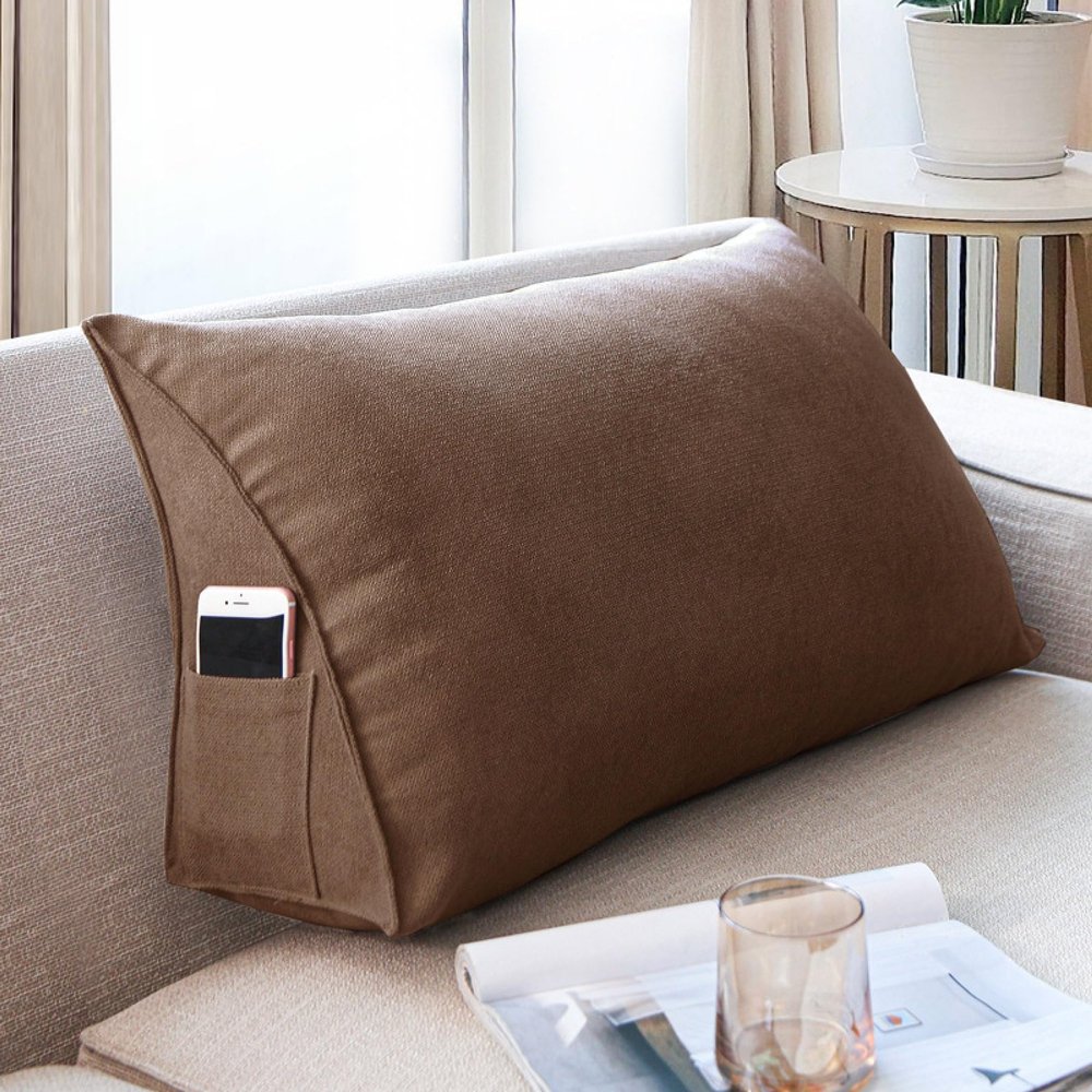 APLUSH Sofa Wedge Reading Pillow Back Support Cushion Throw Cushions, for Couch Bed Triangular Bedrest Corner Lumbar Neck Back Support Pillows with Removable Cover,I,120 * 35 * 20cm