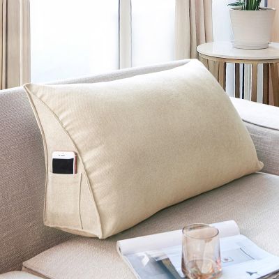APLUSH Sofa Wedge Reading Pillow Back Support Cushion Throw Cushions, for Couch Bed Triangular Bedrest Corner Lumbar Neck Back Support Pillows with Removable Cover,G,60 * 35 * 20CM