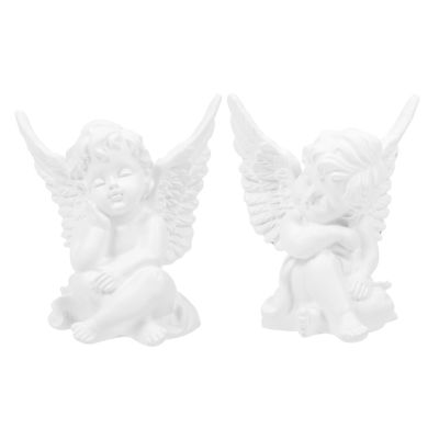 ABOOFAN 2pcs Resin Angel Ornaments Christmas Angel Figurines Statue Decorative Decor Black