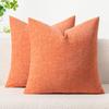 MIULEE Pack of 2 Couch Throw Pillow Covers 18x18 Inch Soft Coral Red Chenille Pillow Covers for Sofa Living Room Spring Home Decor Couch Solid Dyed Cases view 1