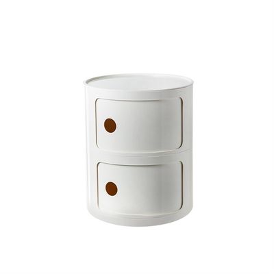 2/3/4 Tier Round Nightstand with Storage, Modern Style Side Table, Small Cupboard Cabinet with Drawers for Living Room, Bedroom, Bathroom (Color : Milky, Size : 2 Layer)