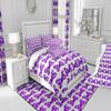 Purple Bowknot Kids Duvet Cover Set Twin Size,White Dots Bow Romantic Bedding Set,Children Girls Women Room Decor,Princess Castle Dreamy Comforter Cover,Cute Romantic Quilt Cover,1 Pillowcase view 4