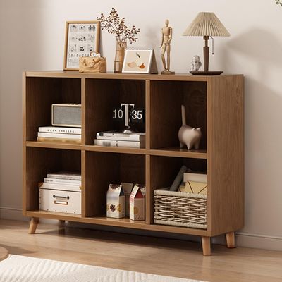 EKDJSN Fully Open Storage Design Cabinets, Grid Display Case, Various, Suitable for Study Rooms, Libraries, Etc (Color : Dark Brown, Size : 36.2x11.8x29.5in)
