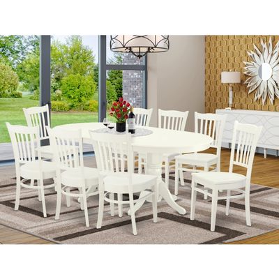 HomeStock Southwestern Dining Set - 9 Piece Oval Table8 Chairs - Linen White Kitchen Furniture