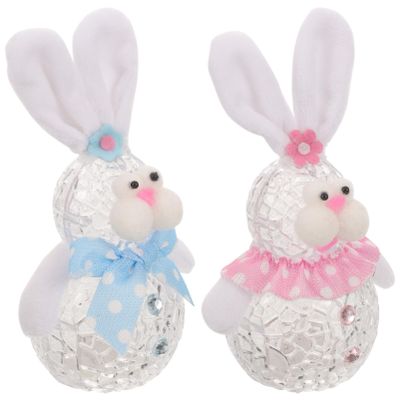 Cabilock 2pcs Easter Bunny Night Light Cute Statues for Home Decor Adorable Bedside Companion for Bedroom Decoration Not Included