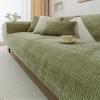 Huierxun Plaid Jacquard Chenille Sofa Couch Cover Solid Super Soft Sectional Couch Cover Anti-Slip Washable Sofa Slipcovers Furniture Protector for Dogs Cat (Green,36''x70'') view 4