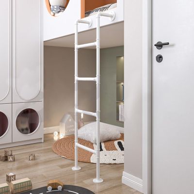 White Black Egress Ladder Basement, 30 36 40 48 55" 60 72 88 92 Inch, Home High Loft Attic Bed Step Ladders/Wrought Iron Bunk Ladder for Caravan Travel Trailer, with Tread Pads (Color : White, Siz