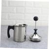 DECHOUS 400cc Manual Hand Pump Milk Frother Double Filter Screen Stainless Steel Latte Art Tool for Coffee Cappuccino and Hot Capacity view 3