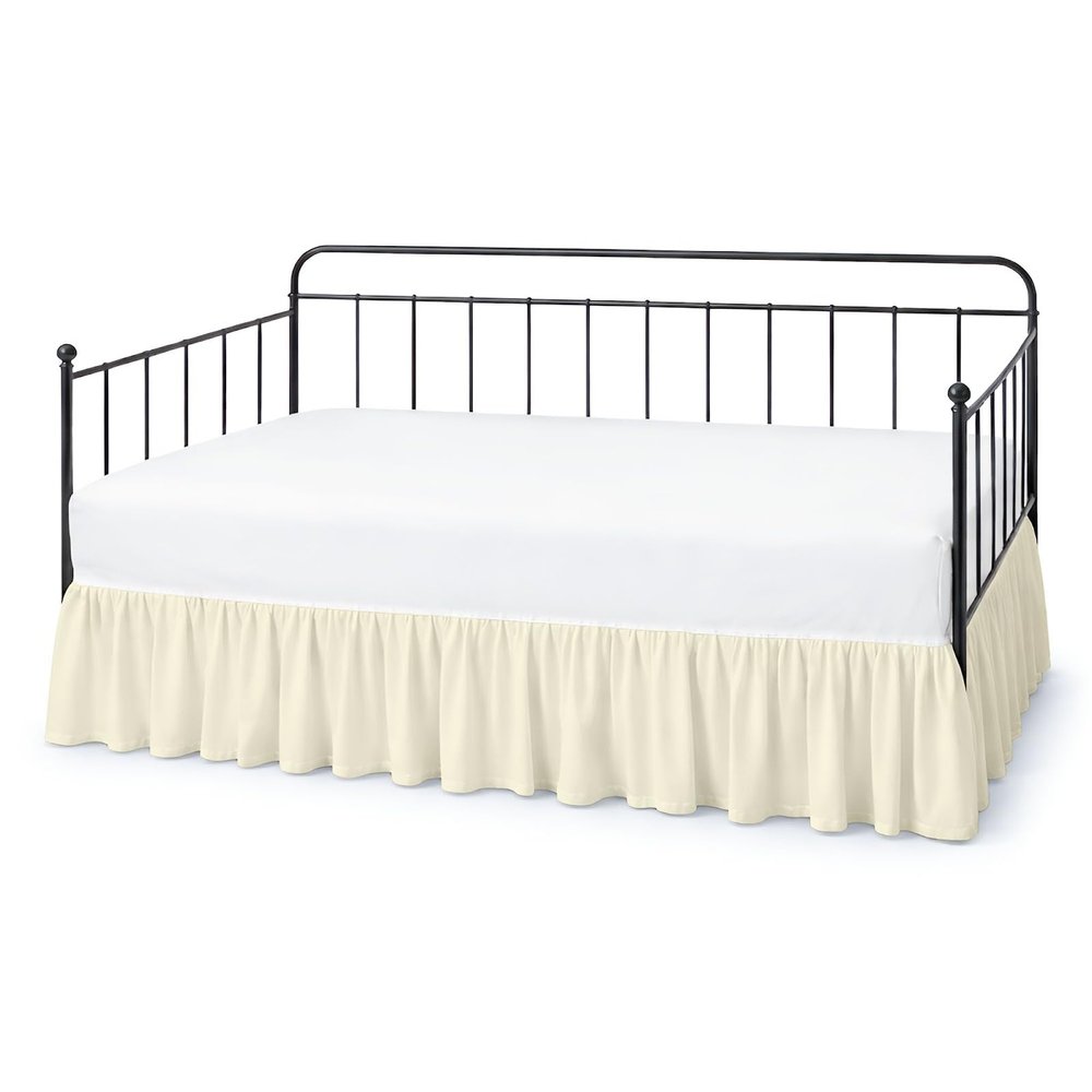 Rlinen Daybed Bed Skirt Twin Size, 20-Inch Drop Ruffled Daybed Bedskirt, 100% Microfiber, Ivory Daybed Skirt for Living Room and Guest Room