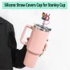 2PCS Straw Cover Cap for Stanley Cup, 10mm Beautiful Butterfly Straw Topper Compatible with Stanley Tumblers, Dustproof Reusable Silicone Initial Letter Straw Tips Accessories (D) view 3
