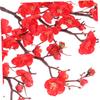 ABOOFAN 60cm Length Silk Artificial Blossom Flowers Set of 5 Red Peony Fake Flowers for Bridal Party Dec view 2