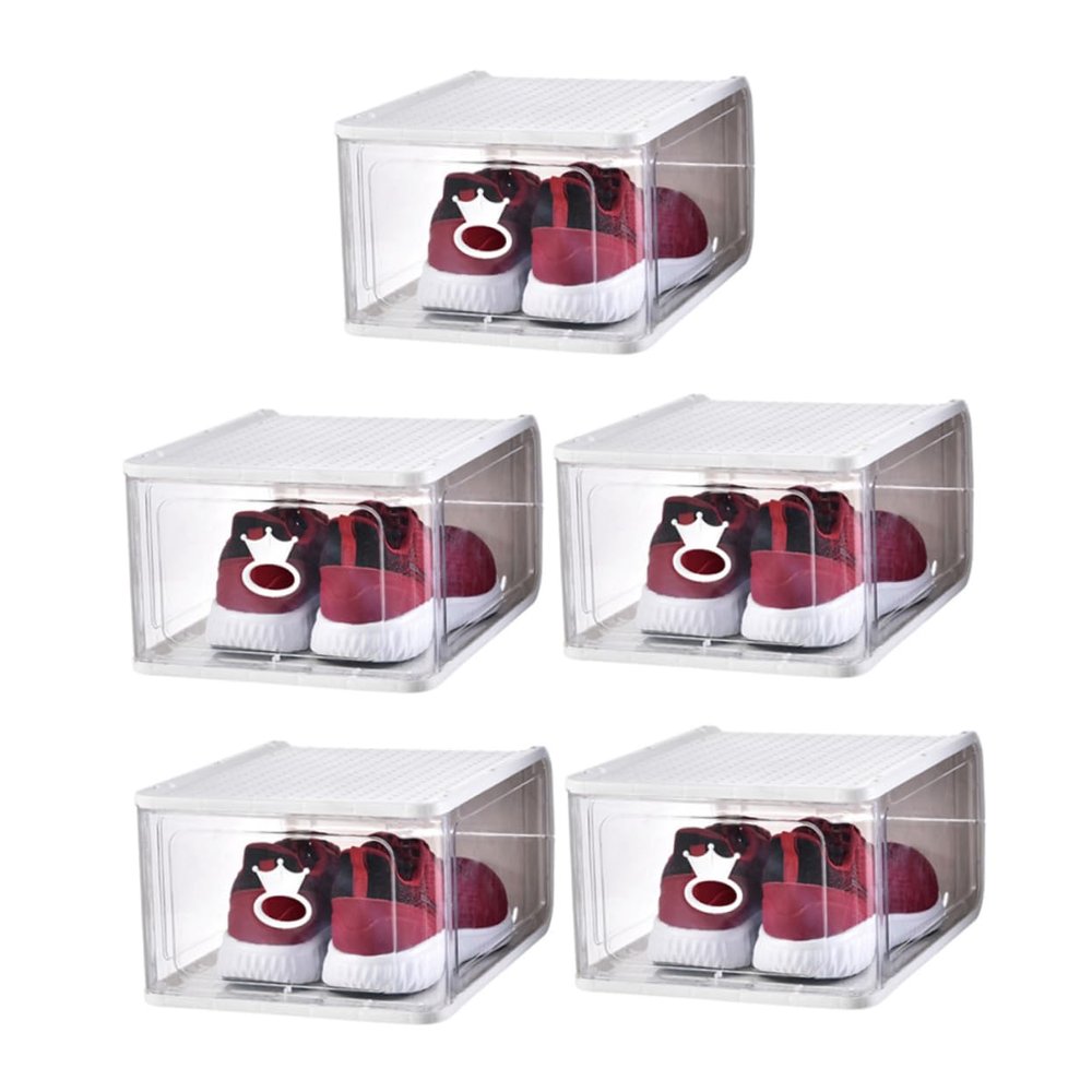 IMIKEYA 5 Pack Detachable PP Shoe Boxes for Closet Storage