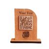 Personalized Wooden QR code Sign with your custom text and business logo (Chestnut, From 2 side) view 1