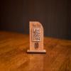 Personalized Wooden QR code Sign with your custom text and business logo (Chestnut, From 2 side) view 3