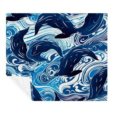 Throw Blanket,Soft Blankets and Throws,Whales Sea Waves Floral,59x78.7 in