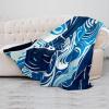 Throw Blanket,Soft Blankets and Throws,Whales Sea Waves Floral,59x78.7 in view 4