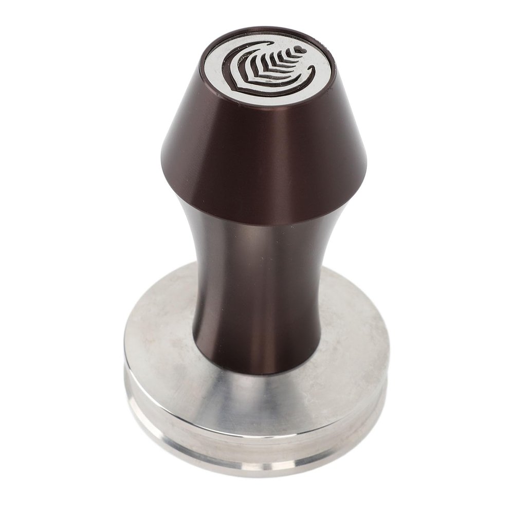 58mm Coffee Tamper Stainless Steel Hollow Design, Handle, Measurement, Easy to Use with Multifunctional Coffee Ground Press Tool for Home Coffee Shop (Brown)