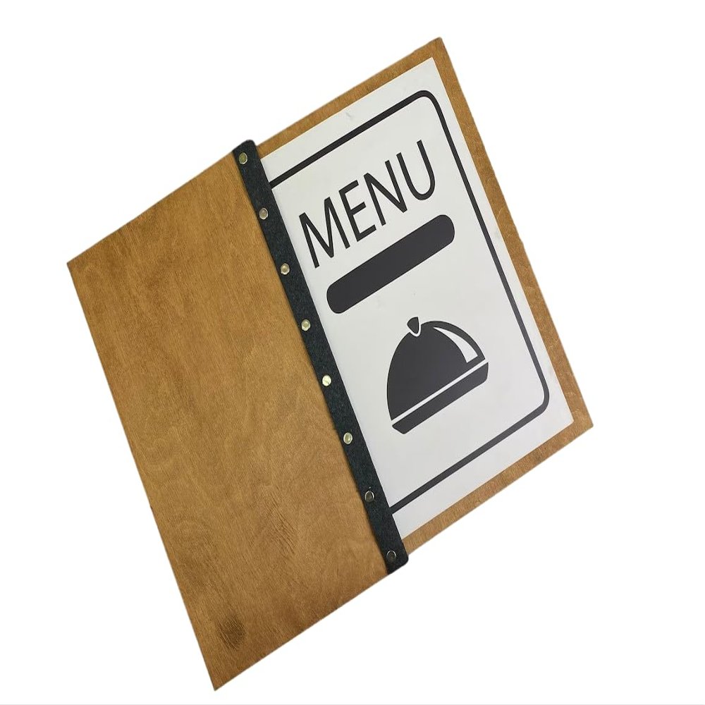Wooden Menu, Menu, Menu Cover, Restaurant Menu Cover (Cherry, Legal paper size)