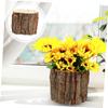 Cabilock Bark Planter Pot 3pcs Wood Bucket Succulent Planter Mini Vase Planter RusticTree Stump Plant Pot Farmhouse Bucket for Home Art Decor view 3